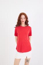 Kırmızı Bisiklet Yaka Modal Basic T-shirt