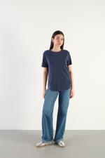 Lacivert Bisiklet Yaka Modal Basic T-shirt