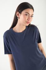 Lacivert Bisiklet Yaka Modal Basic T-shirt