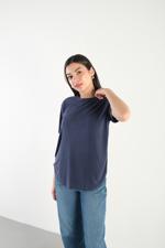 Lacivert Bisiklet Yaka Modal Basic T-shirt