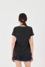 Siyah V Yaka Modal Basic T-shirt