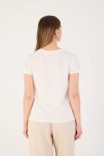 Beyaz V Yaka Modal Basic T-shirt