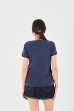 Lacivert V Yaka Modal Basic T-shirt