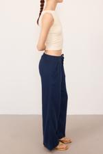 Lacivert Beli Lastikli Wide Leg Pantolon