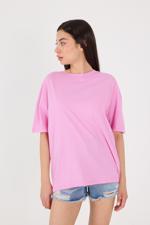 Pembe Bisiklet Yaka Basic Oversize T-shirt