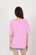 Pembe Bisiklet Yaka Basic Oversize T-shirt