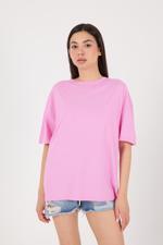 Pembe Bisiklet Yaka Basic Oversize T-shirt