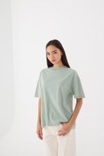 Yeşil Bisiklet Yaka Basic Oversize T-shirt