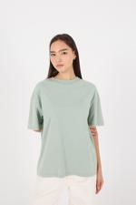 Yeşil Bisiklet Yaka Basic Oversize T-shirt