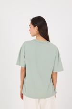 Yeşil Bisiklet Yaka Basic Oversize T-shirt