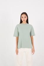 Yeşil Bisiklet Yaka Basic Oversize T-shirt