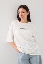 Beyaz CALL MELATER Baskılı Oversize T-shirt