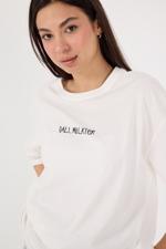 Beyaz CALL MELATER Baskılı Oversize T-shirt