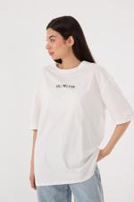 Beyaz CALL MELATER Baskılı Oversize T-shirt