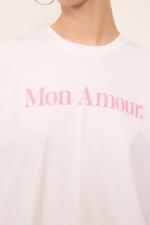 Beyaz Mon Amour Baskılı T-Shirt