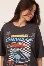 Gri Bisiklet Yaka CHEVAOLET CHEVELLE Baskılı T-Shirt