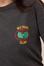 Gri Wu Tang Clan Baskılı Oversize T-Shirt