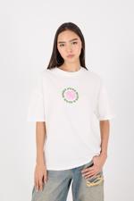 Beyaz Spirit Pure Bliss Good Baskılı Oversize T-shirt