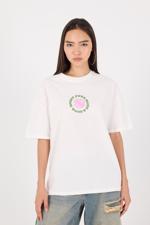 Beyaz Spirit Pure Bliss Good Baskılı Oversize T-shirt