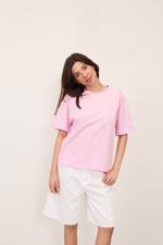 Bej Bisiklet Yaka Basic T-shirt