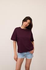 Mor Bisiklet Yaka Basic T-shirt