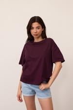 Mor Bisiklet Yaka Basic T-shirt