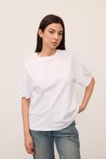 Beyaz Bisiklet Yaka Basic T-shirt