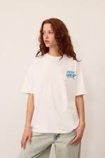 Beyaz FRESH GREAT Baskılı Oversize T-Shirt