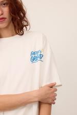 Beyaz FRESH GREAT Baskılı Oversize T-Shirt