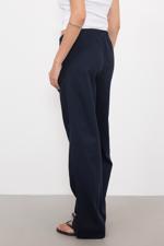 Lacivert Beli Lastikli Wide Leg Pantolon