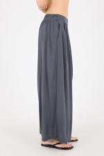 Gri Beli Lastikli Cepli Wide Leg Pantolon