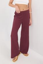 Mor Beli Lastikli Wide Leg Pantolon