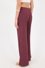 Mor Beli Lastikli Wide Leg Pantolon