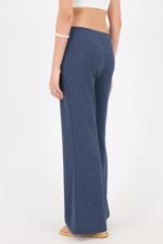 Lacivert Beli Lastikli Wide Leg Pantolon