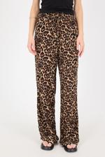 Siyah Beli Lastikli Leopar Desenli Wide Leg Pantolon