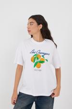 Beyaz LES ORANGES Yazılı Kısa Kollu T-shirt