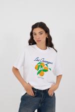 Beyaz LES ORANGES Yazılı Kısa Kollu T-shirt