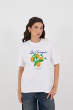 Beyaz LES ORANGES Yazılı Kısa Kollu T-shirt