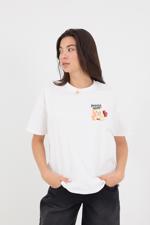 Beyaz Ayıcık Baskılı Kısa Kollu T-shirt