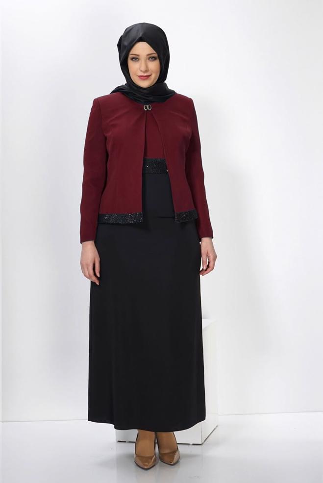 Female claret red DRESS SUIT 3058 