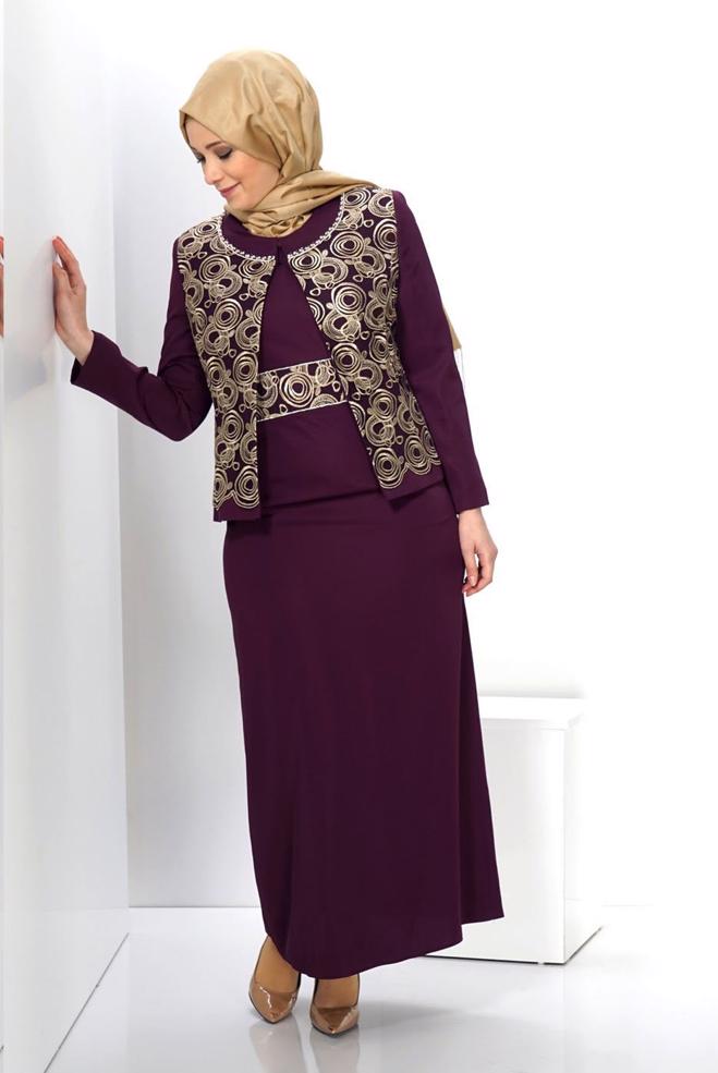 Female purple EMBELLISHED DRESS SUIT 3069 
