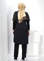 Female black TIE-FRONT KNIT TUNIC 2434 