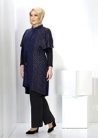 Female Navy blue TIE-FRONT KNIT TUNIC 2434 