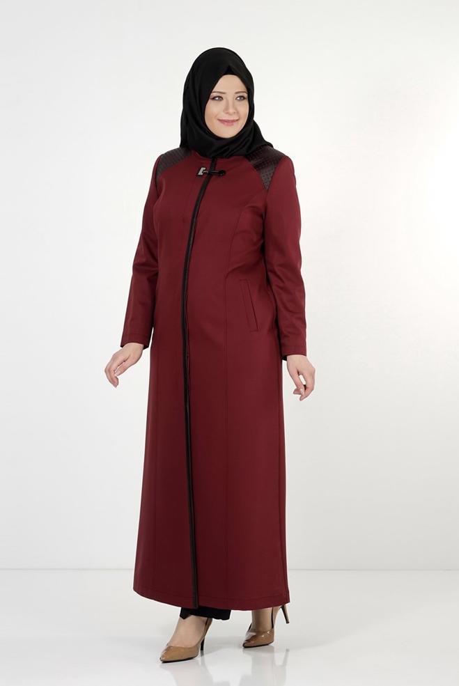 Female claret red CLASP FRONT TOPCOAT 1654 