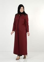 Female claret red CLASP FRONT TOPCOAT 1654 