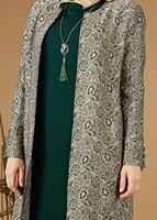 Female green 3331 Yakut 7550 2′li Elbiseli Tesettür Takım 42/48