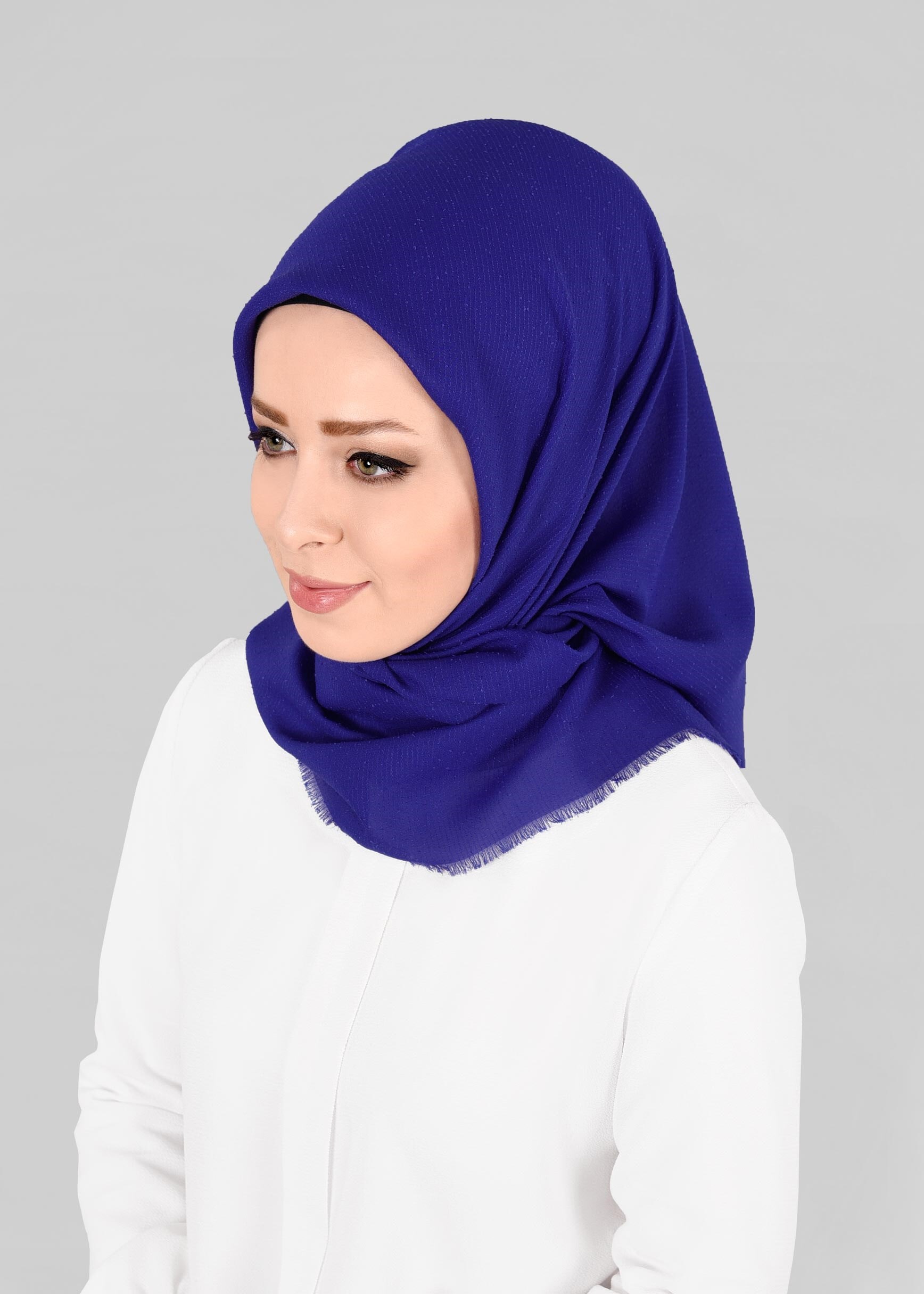 Hijab clothing NAVY BLUE 9853-1 ALVİNA BUKLE PÜSKÜLLÜ EŞARP
