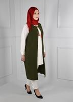 Bayan HAKİ ÇİÇEKLİ NAKIŞLI YELEK 2721 