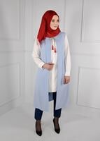 Bayan MAVİ ÇİÇEKLİ NAKIŞLI YELEK 2721 