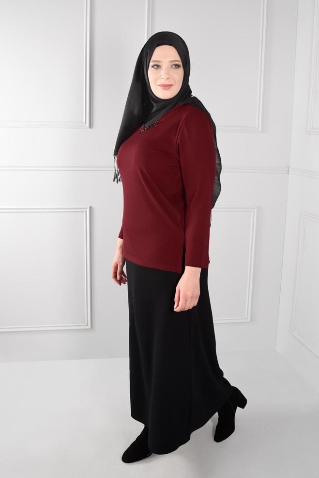 Female red KNIT TOP WITH SLITS 2769